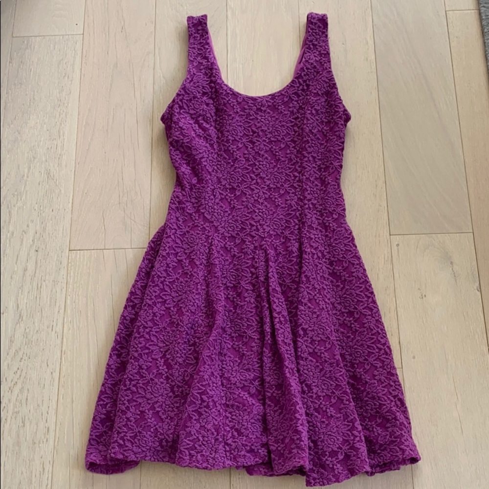 Purple lace style dress with back zipper
